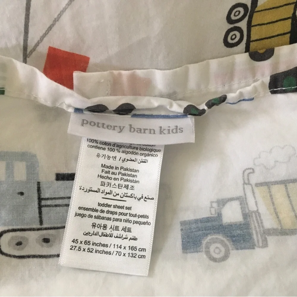 Pottery barn busy trucks organic sheet set